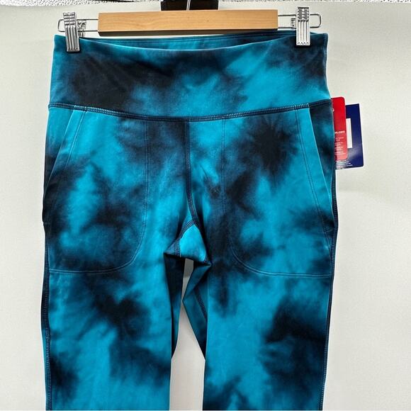 Champion Blue & Black Tie Dye Print Mid Rise Sport Jogger Tight in Cloud Burst M - Picture 3 of 11